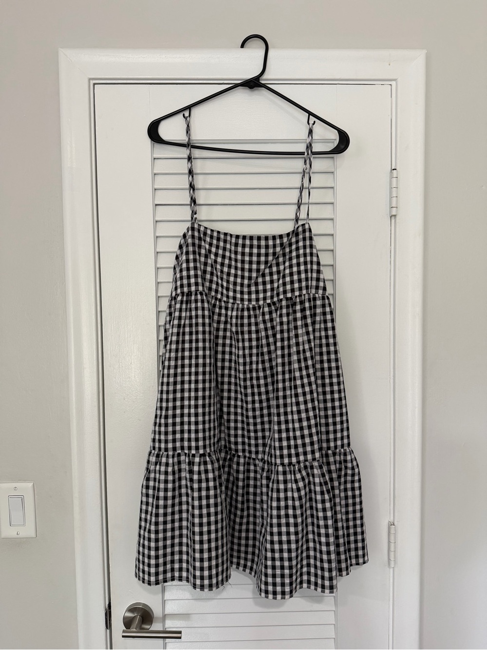 Women's Black & White Gingham Sundress with Tiered Skirt Size XXL